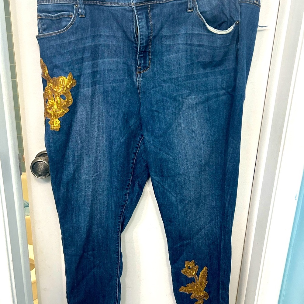 Stitch and Star Gold embellished Jean. Size 20